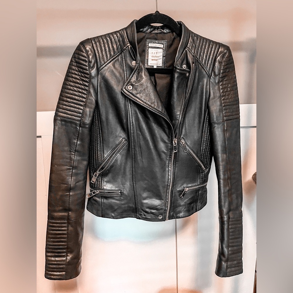 Zara Genuine Leather Moto Jacket